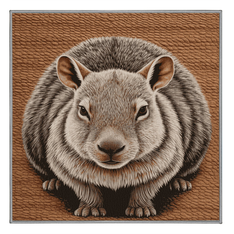Washable Rock Hyrax Wildlife Area Rug, Square 5'