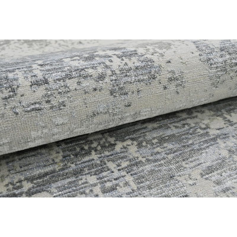 High-Quality Hand-Knotted Silver And Black Area Rug