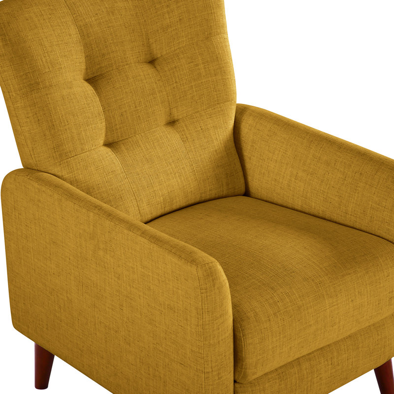 Fauteuil inclinable Amaurie Tacho avec dossier capitonné, Polyester moutarde