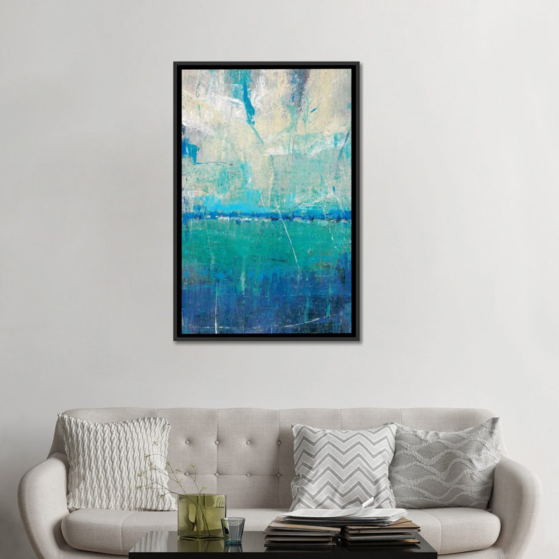 « blue mouvement ii », impression sur toile, H 26 po x l 18 po x P 1,5 po, Toile avec cadre noir, Pas de tapis