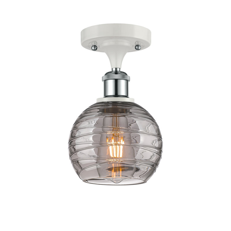 Plafonnier semi-encastré 1 lumière Wager, Blanc / chrome poli, H 9,38 po x l 8 po x P 8 po