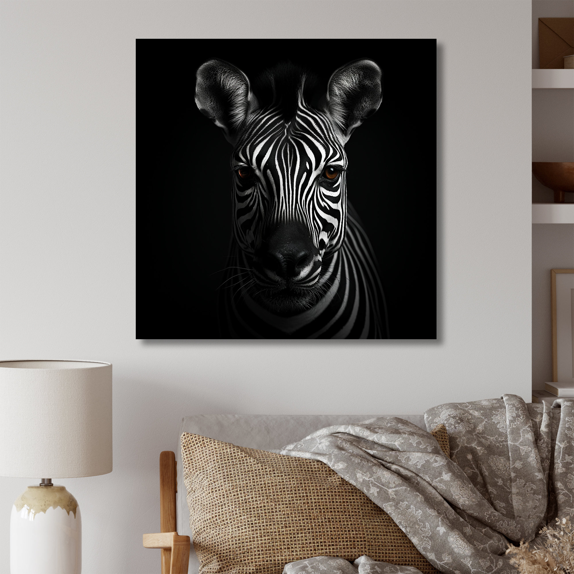 Latitude Run® Black And White Elegant Zebra Portrait Zebra Animal