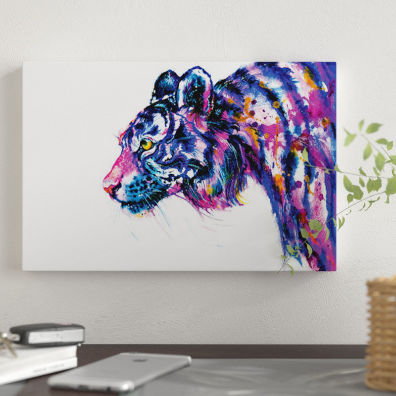 «Tiger Glance», reproduction sur toile, H 12 po x l 18 po x P 1,5 po, Pas de tapis, Toile tendue