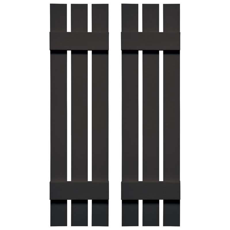 Builders Edge, paire de volets personnalisés à trois planches espacées, planche-n-lattes, Brun mousquet, 34 po