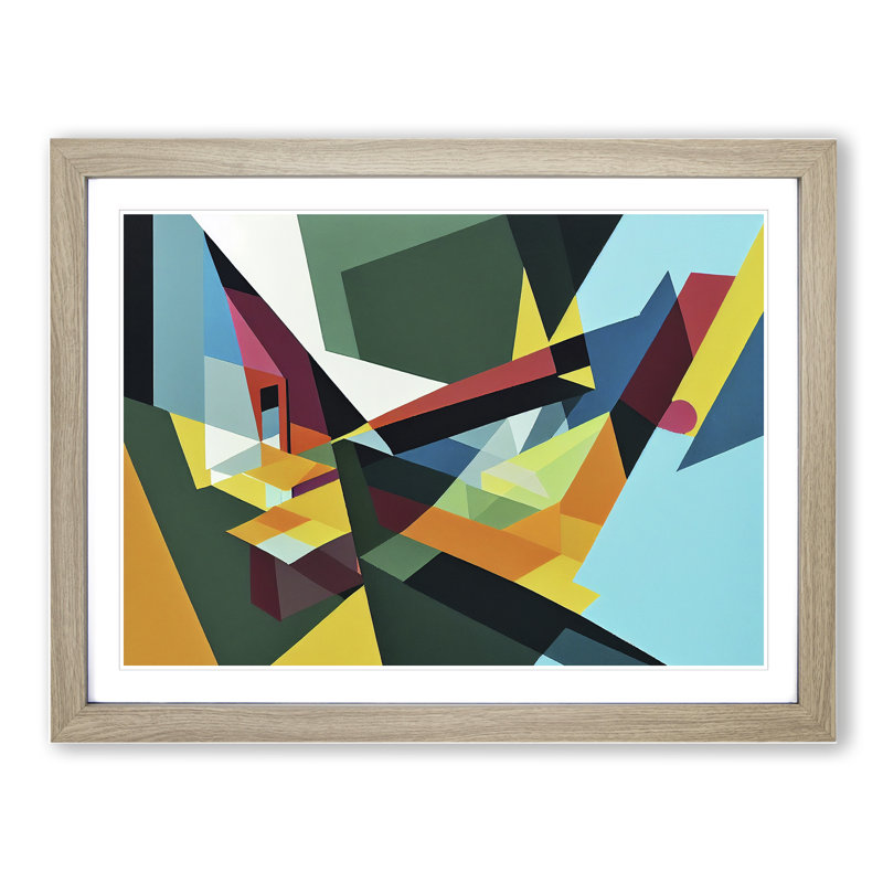 Abstract Art Vol.2 - Single Picture Frame Painting, 46cm H x 64cm W x 2cm D, Oak