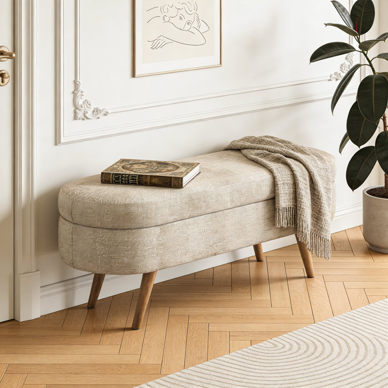 Upholstered Storage Bench, Brown