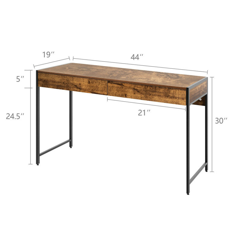 Stonesby 44 In.W Computer Desk With Drawers, Rustic Brown
