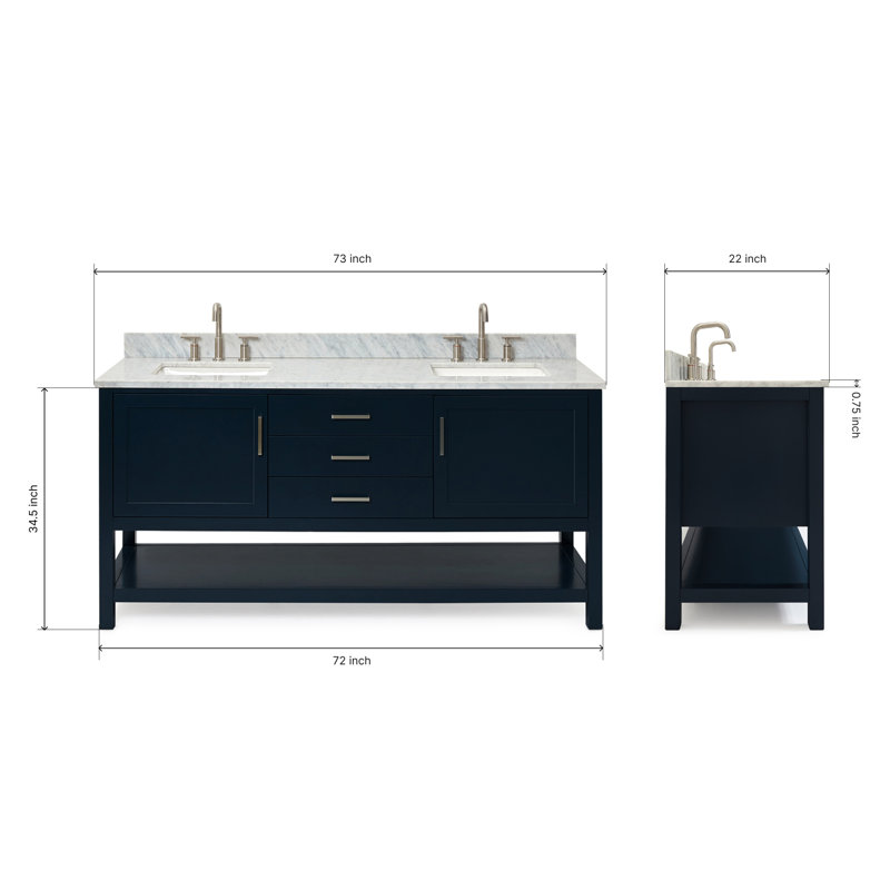 Bayhill 73 in. Double Vanity, Rectangle, Midnight Blue, 73"