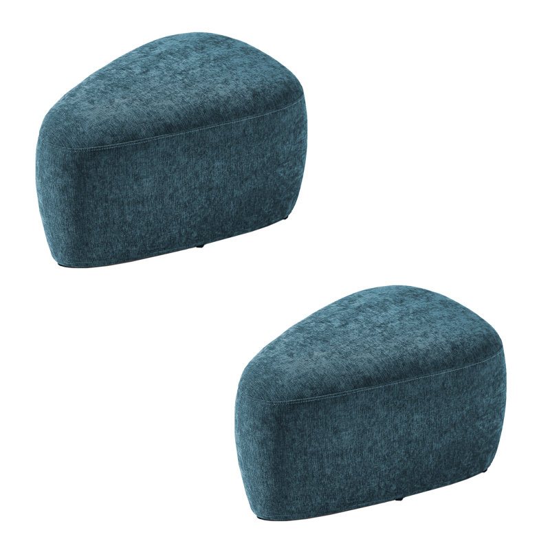 Adna 67.1Cm Wide Triangle Footstool Ottoman, Blue