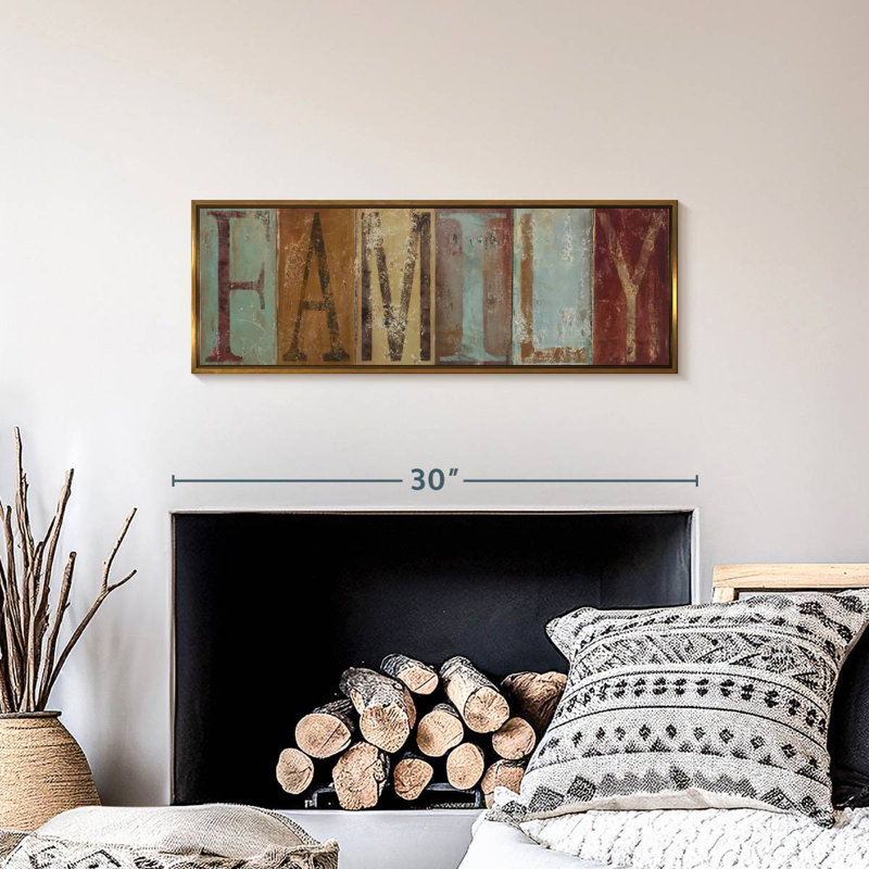Plaque murale familiale, 28 po x 10 po, Cadre flottant doré