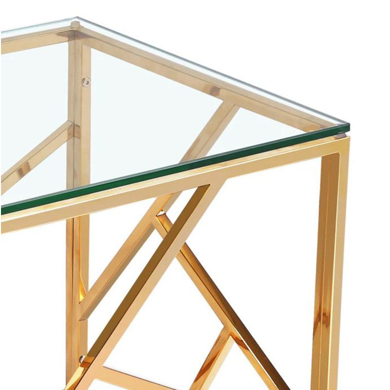 Laith Glass Top End Table, Gold