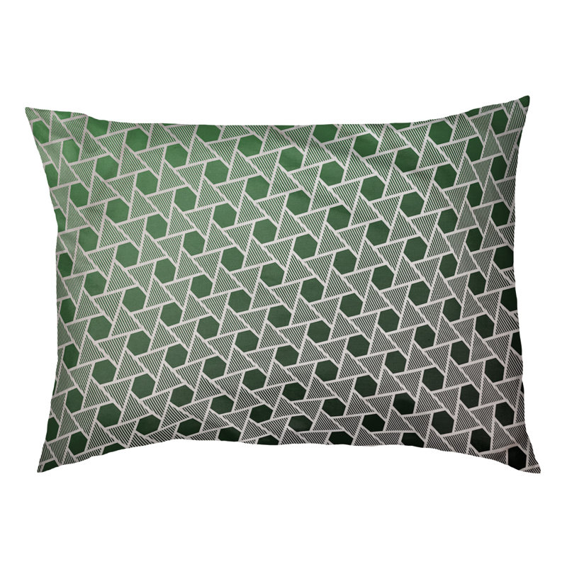 Coussin décoratif à triangles hexagonaux Rainbow, Petit (L 18 po x l 28 po), Noir/vert, Utilisation intérieure / extérieure