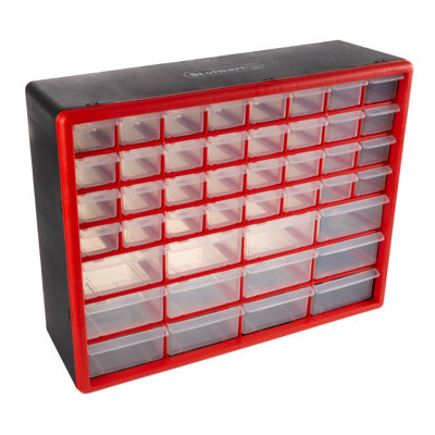 44 Drawer Storage Cabinet - Plastic Organizer with 12 Large & 32 Small Compartments by Stalwart
