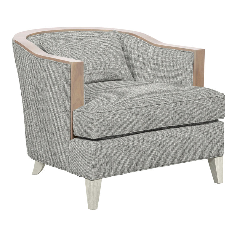 Thom Filicia Home Upholstered Barrel Chair, Wrenn, Tarbee Dove Polyester Blend