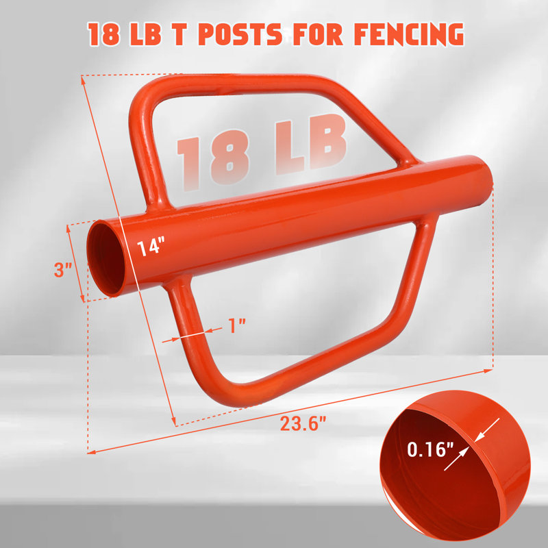 Post Hole Driver 18 LB Fence Post Driver T Post Driver Metal Manual Fence Post Hammer with Handle for Installing Fence Posts