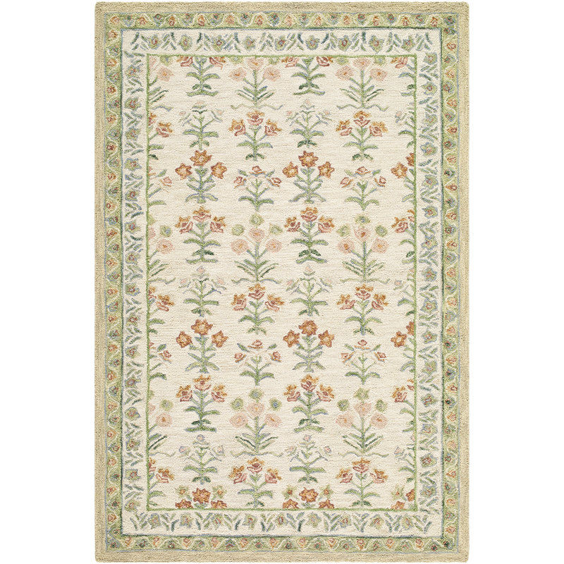 Moroccan Wool Hand Tufted Area Rug, Ivory/Sage/Terracotta/Rose/Sky Blue, Rectangle 200 x 275 cm