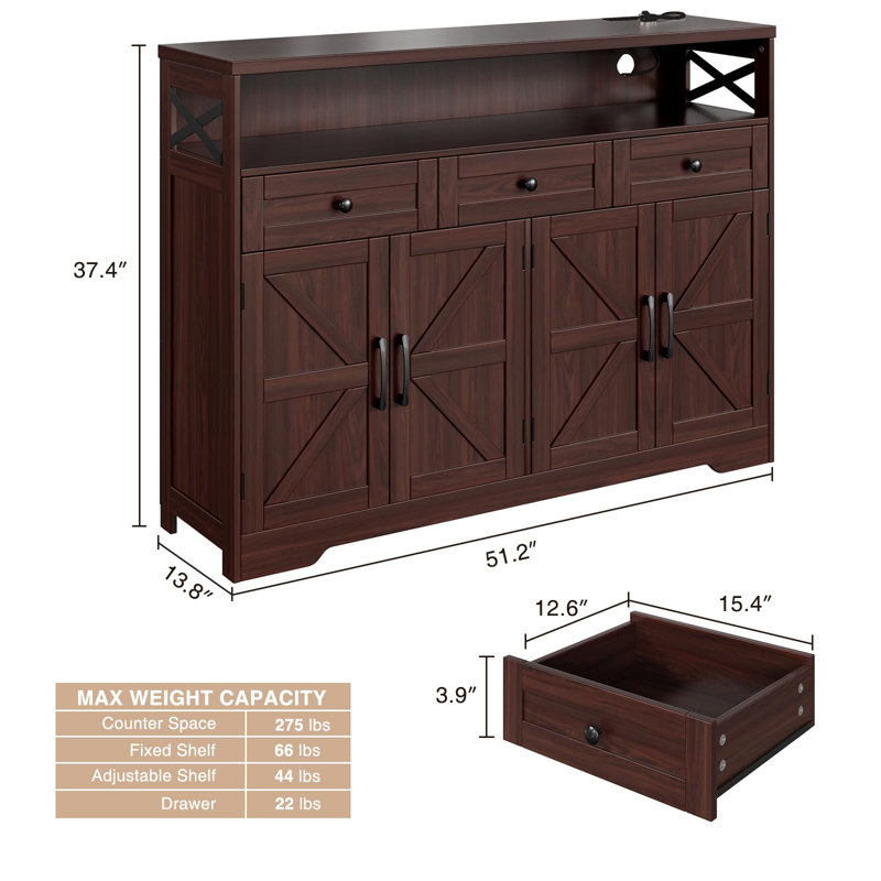 Ashveer 51.2'' Sideboard, Brown