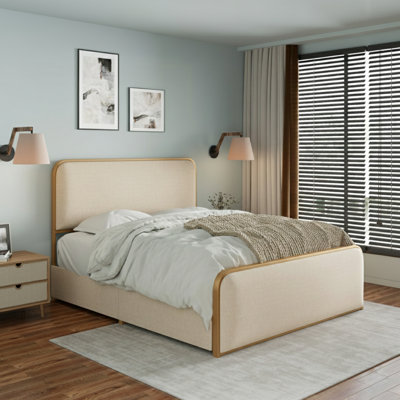 Lits spacieux en métal modernes avec tête de lit tapissier et rangement