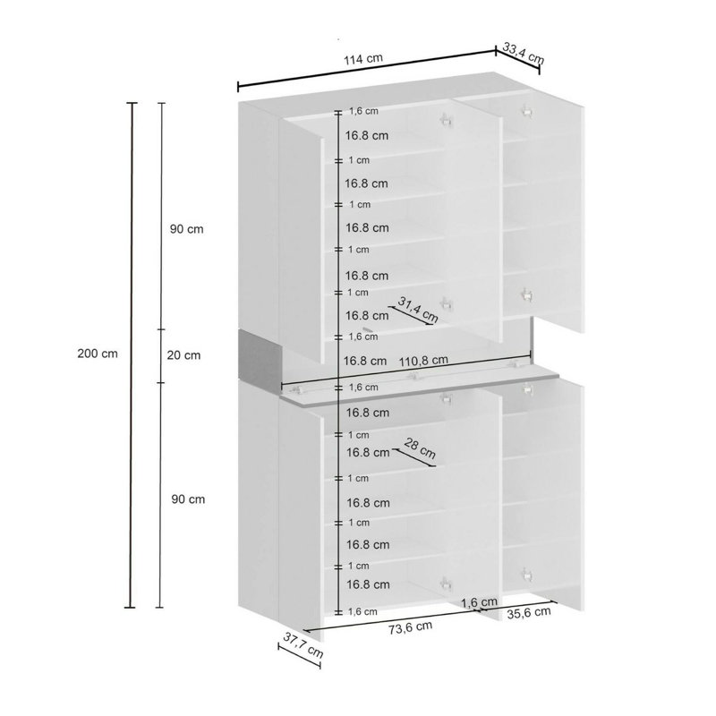 15 Pair Shoe Storage Cabinet, Beige