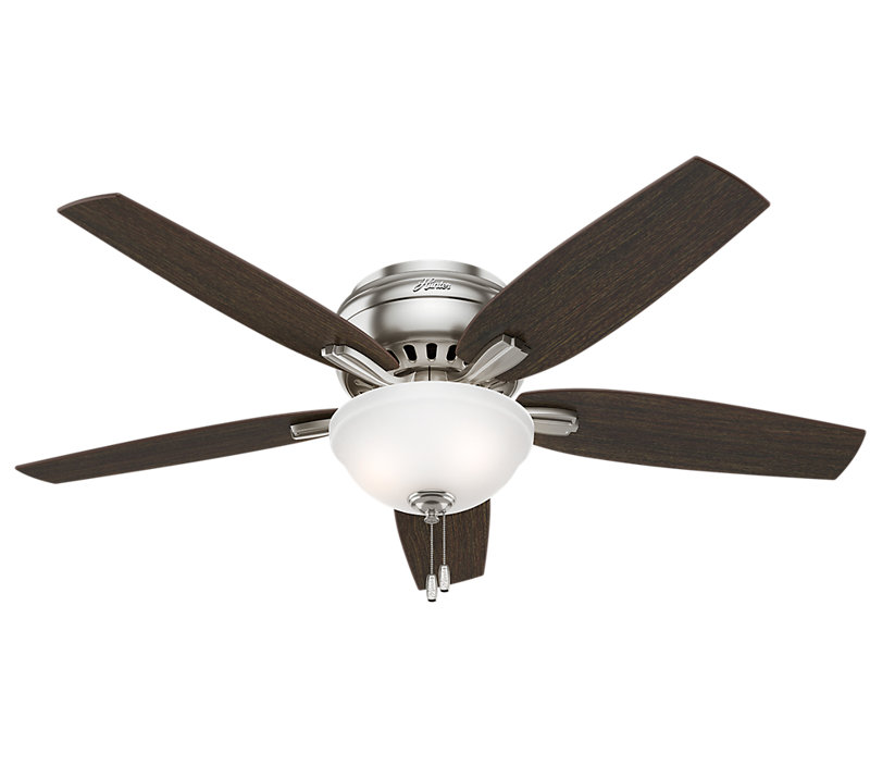 Hunter 52 inch Newsome Low Profile Ceiling Fan with LED Light Kit and Pull Chain, Brushed Nickel