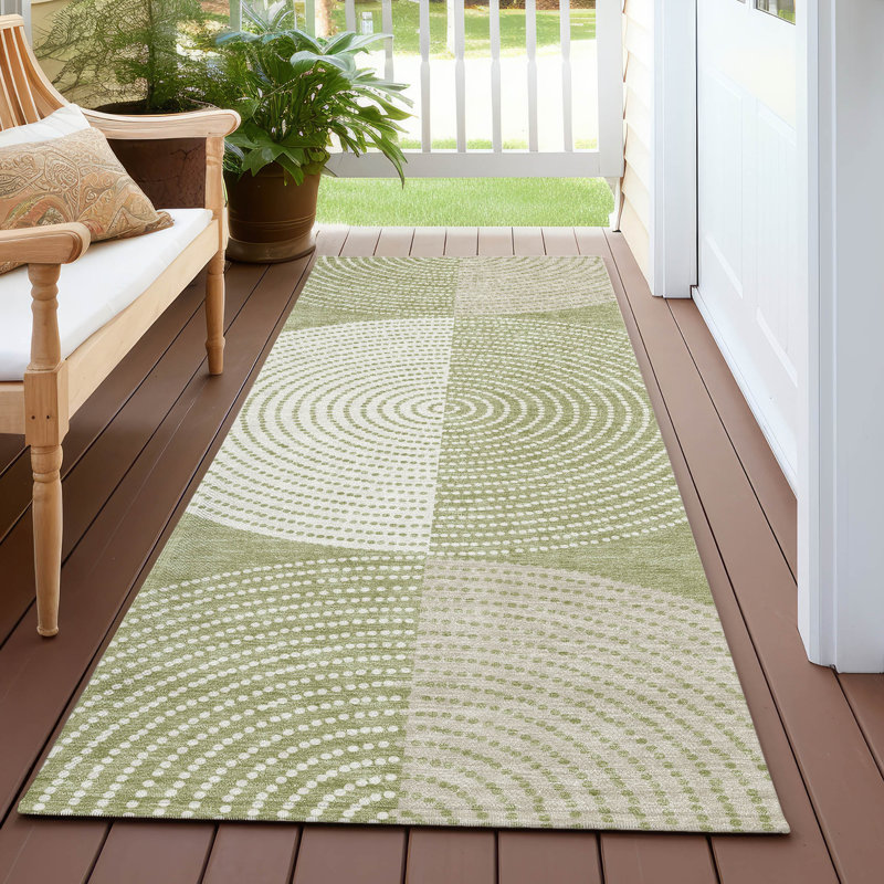 Tapis géométrique intérieur / extérieur lavable à la machine ACN2281, Tapis de couloir 2 pi 3 po x 7 pi 6 po