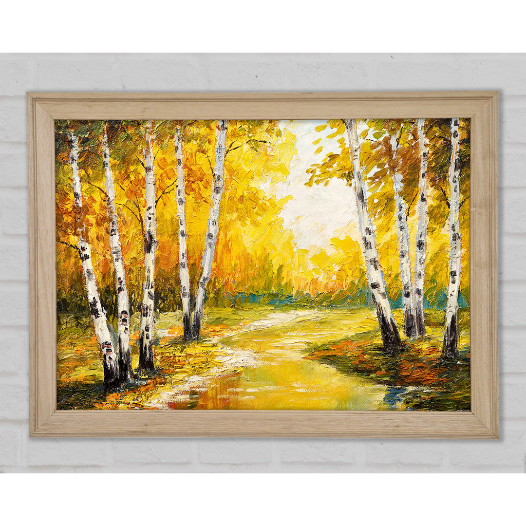 Yellow Silver Birch Walk - Einzelner Bilderrahmen Kunstdrucke