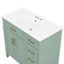 Meuble-lavabo moderne vert clair de 36 po avec lavabo en céramique, porte à fermeture en douceur et 4 tiroirs de rangement, offrant un look raffiné et une fonctionnalité pratique au quotidien.-1652998728