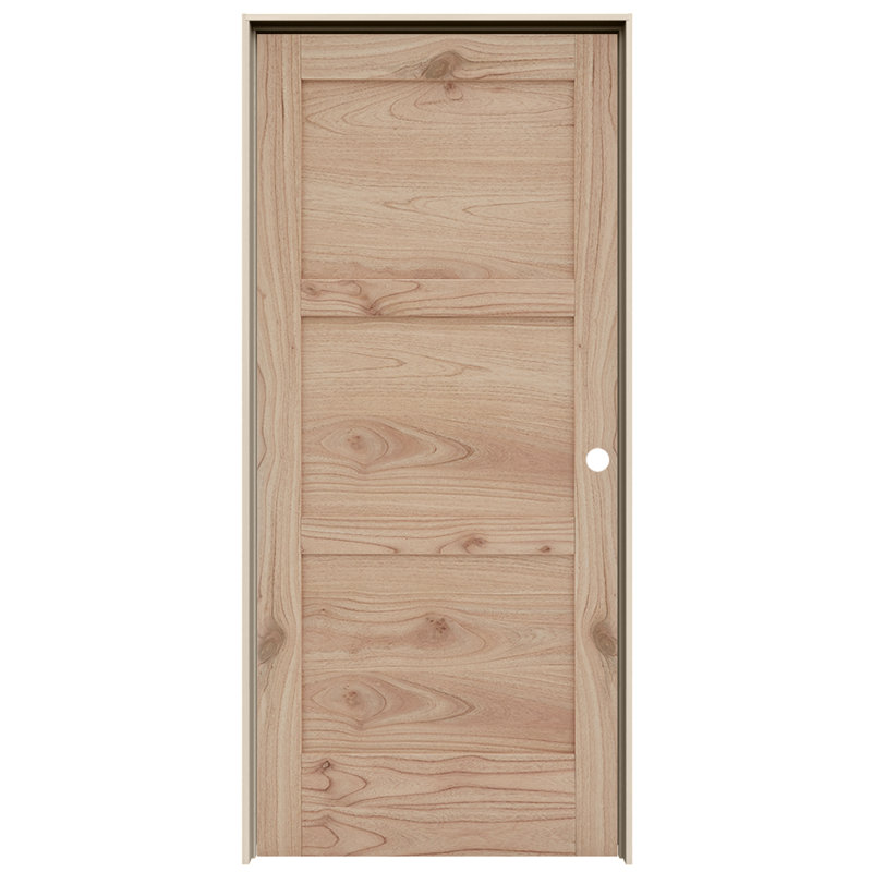 Porte intérieure pré-suspendue en cèdre blanc brut 3 panneaux MODA, Côté gauche, 30 po x 80 po