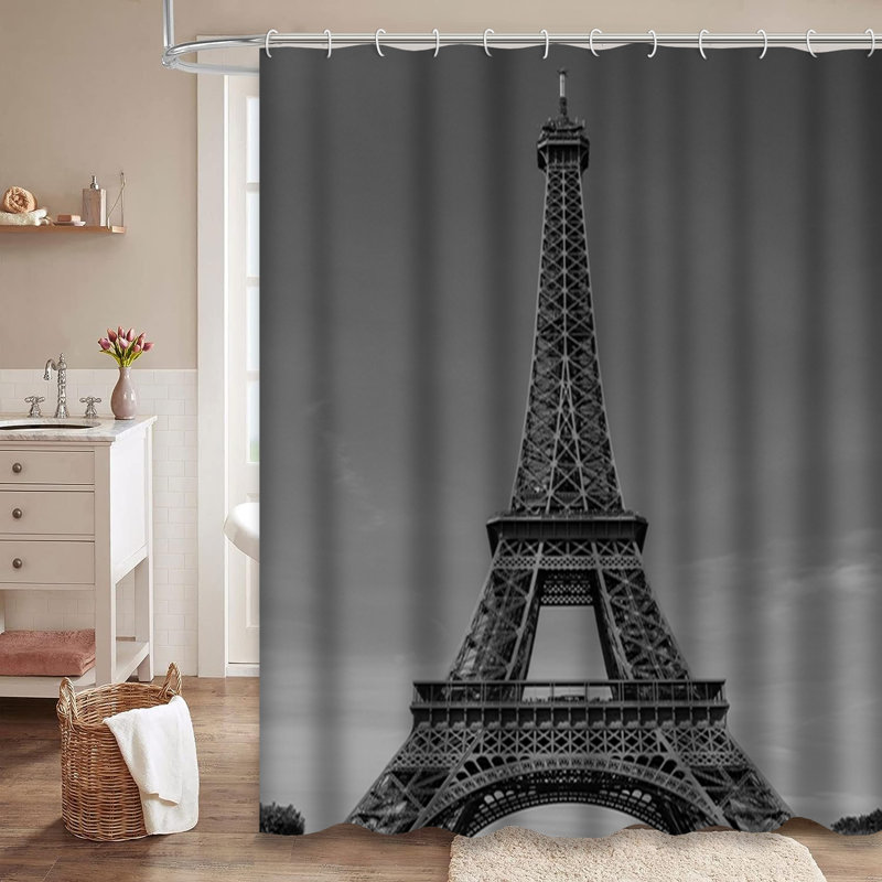 Rideau de douche à 12 crochets Tour Eiffel Paris France, L 72 po x l 78 po