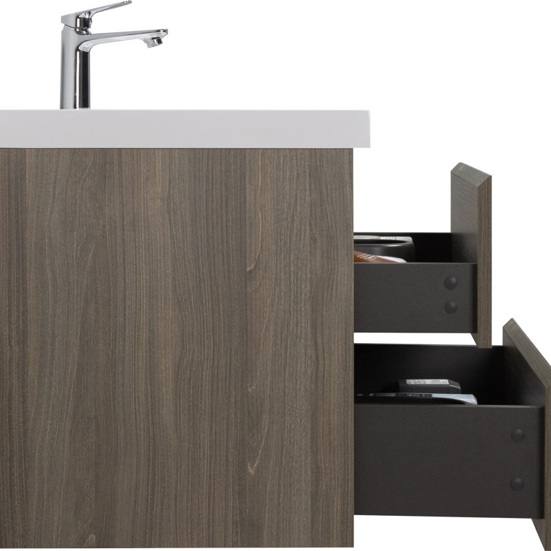Meuble-lavabo pour la salle de bain à fixation murale, Gris