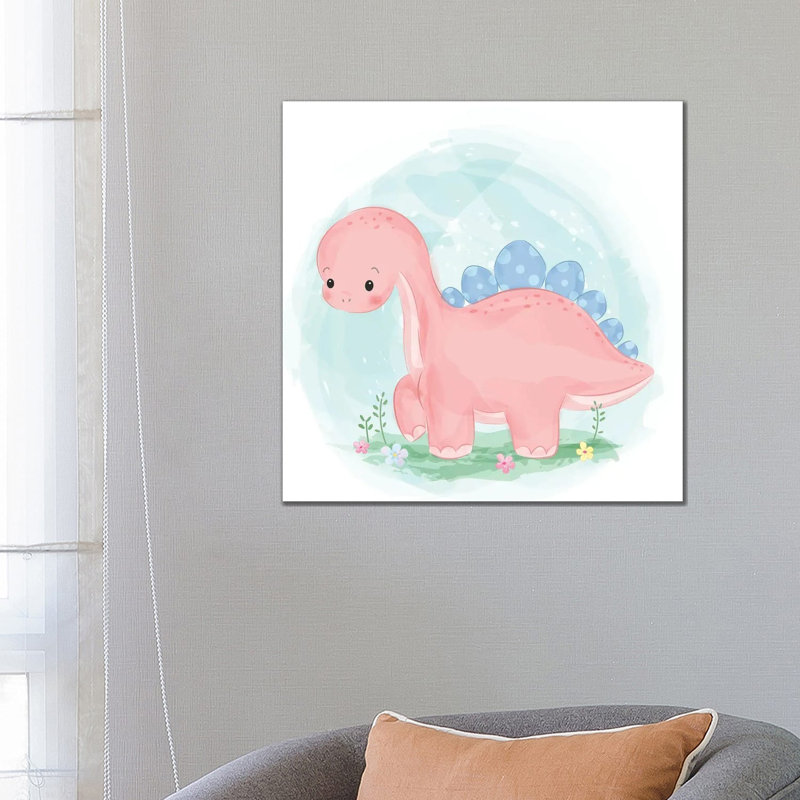Pink Dinosaur by Art Mirano - Wrapped Canvas Print, 66.04cm H x 66.04cm W x 1.91cm D