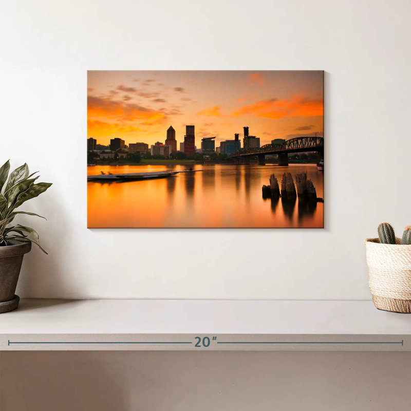 Portland Sunset Skyline, 8" H x 12" W