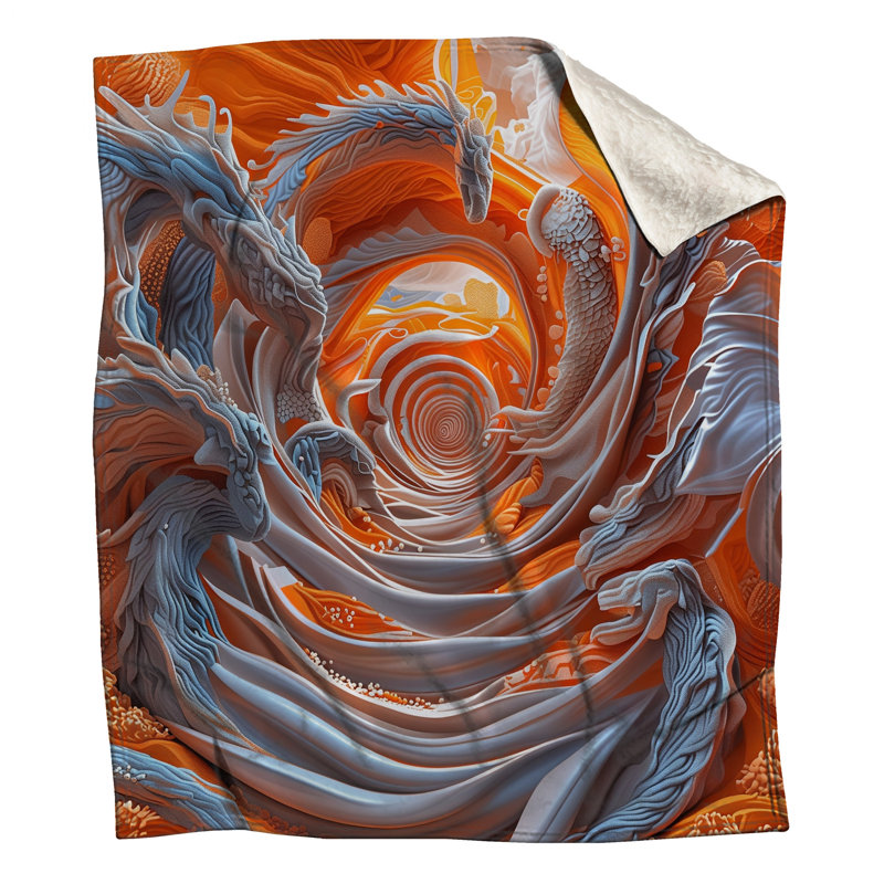 Couvertures de tourbillons de dragon abstrait, 60in W x 80in H