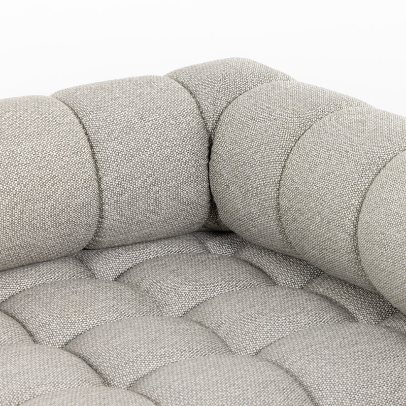 Roma Outdoor 3Pc Sectional W/ Ottoman-Hayes Cream, Left Hand Facing, Faye Ash Cushion/Natural Teak Frame