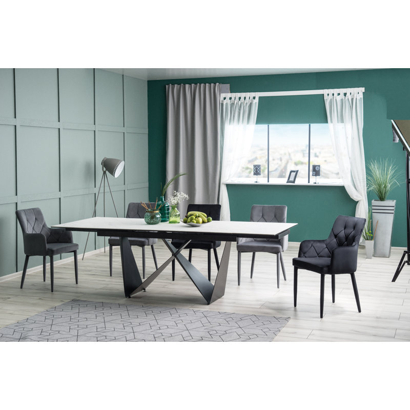Emmalee Extendable Metal Base Dining Table