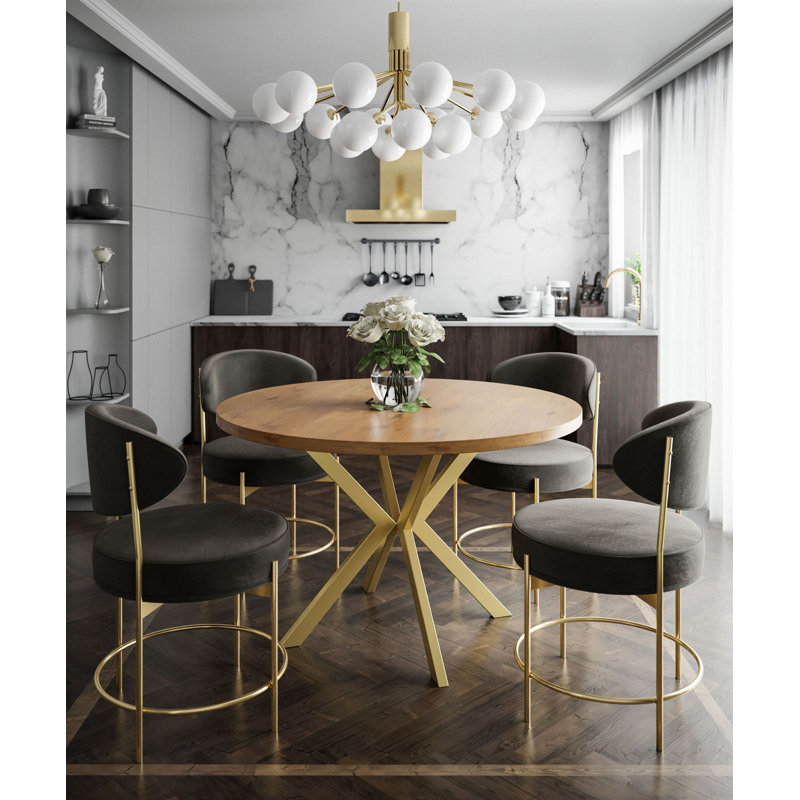 Amary Round Dining Table, 76 H x 120 L x 196 W cm, Brown