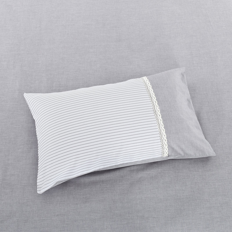 Riverton Gray and White Striped Cotton Twin/Twin XL Duvet Set