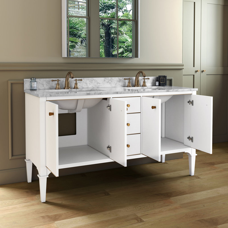 Ensemble de meuble-lavabo double 61 po Gabatter, Blanc