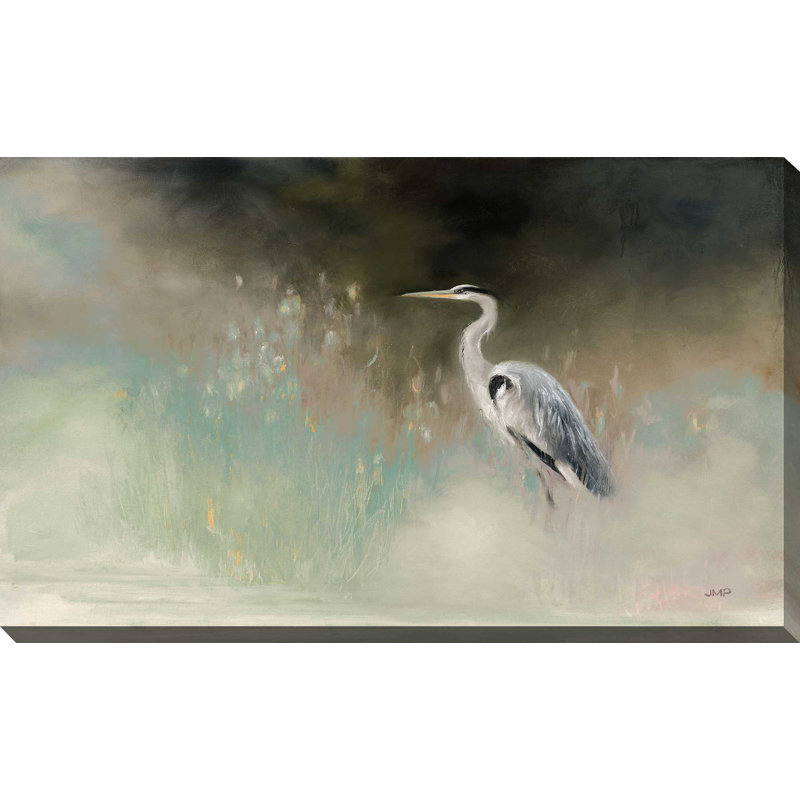 Aigrette pacifique sarcelle - peinture, H 24 po x l 40 po x P 1,5 po, Toile tendue
