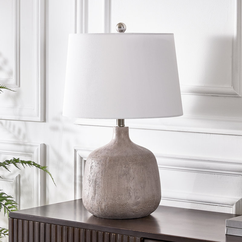 23.5" Farmhouse Resin Table Lamp with USB Type-C Ports and 3-Way Dimmable Light