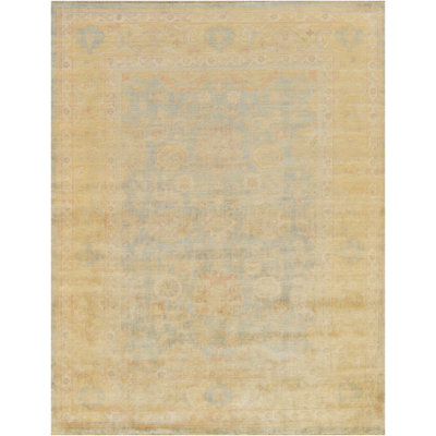 Tapis en laine brun clair / bleu