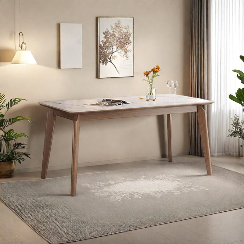 Table de salle à manger rectangulaire en bois de frêne de style nordique, H 29,53 po x L 63 po x l 31,5 po