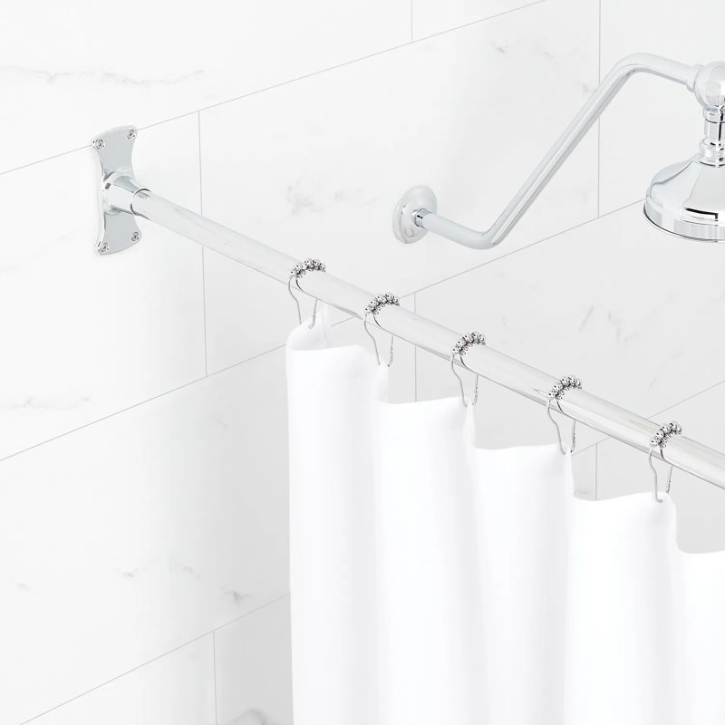 Tringle à rideau de douche 66 po en laiton, Chrome