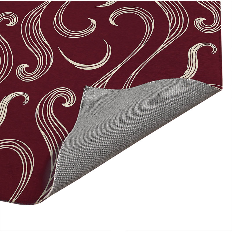 Ocean Current Low Profile Kitchen Mat, Rectangle 3' x 5', Wine
