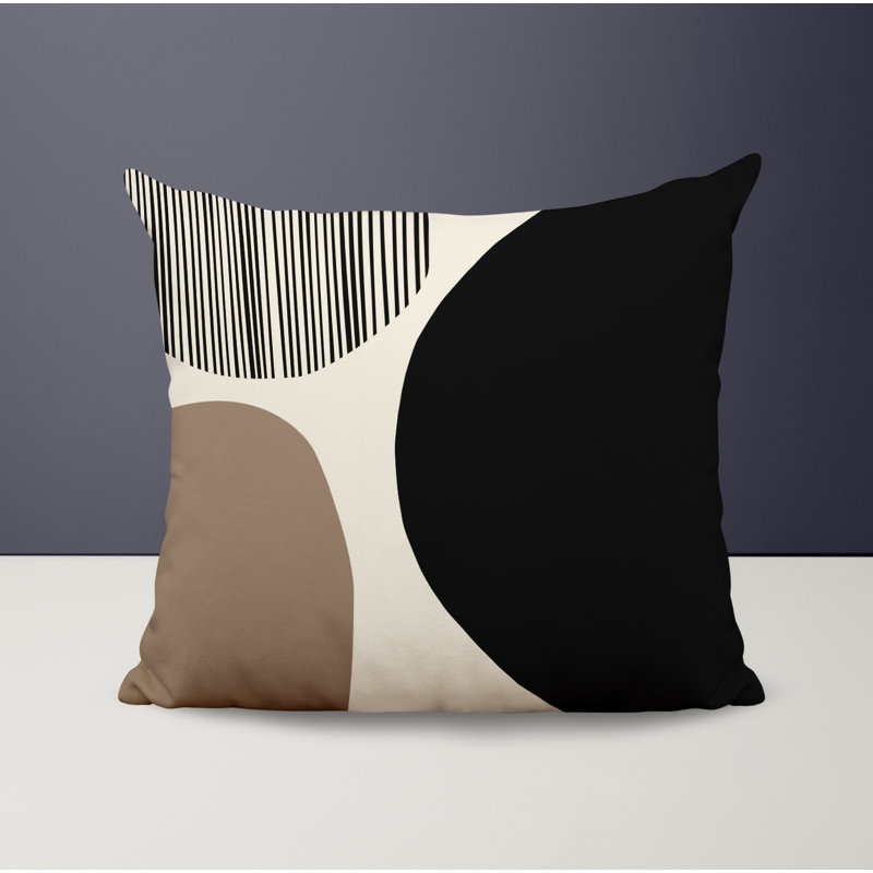 Jeté carré / extérieur en polyester Chamu, Beige / noir, L 17 po x H 17 po