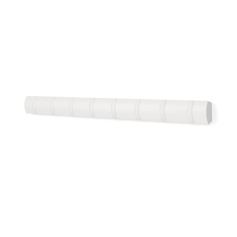 Flip Coat Rack, Wall Mount 8-Hook, Space Saving, White/Nickel