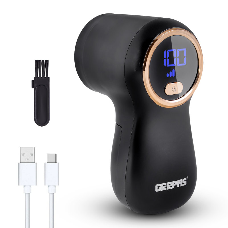 GEEPAS Fabric Shaver, Portable Digital Display Rechargeable Lint Remover, Black