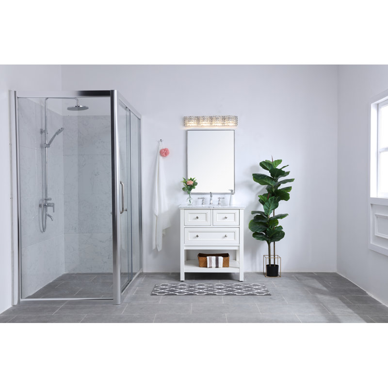 Falk Dimmable Bath Bar, Chrome, 4.7" H x 26.8" W x 26.8" D, 4 Lights