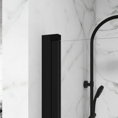 Black 180 Pivot Shower Door, 55" Height X 31.5" Width, Tempered Glass, Safe Locking System Wide, Shatterproof Glass