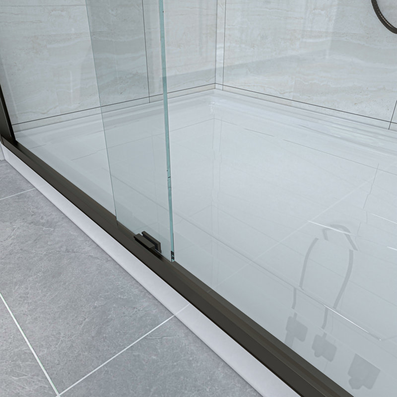60'' Oil Rubbed Bronze Sliding Shower Door with Clear Glass